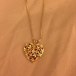 Gold Floral Heart Necklace