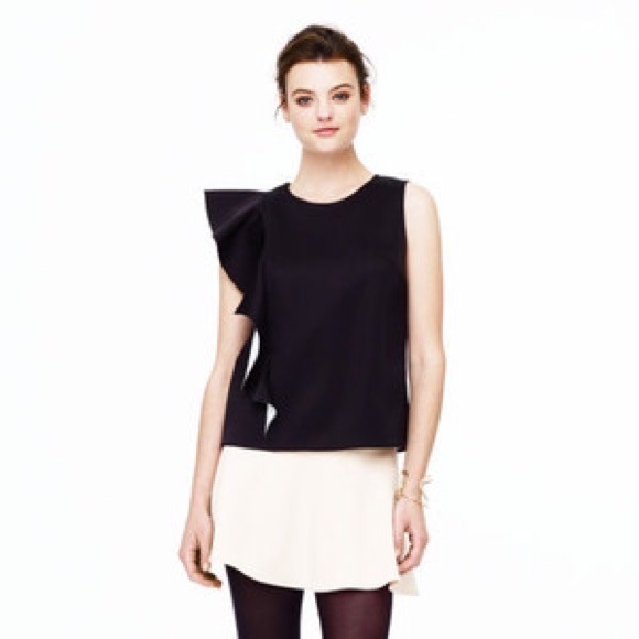 Black and white ruffle top
