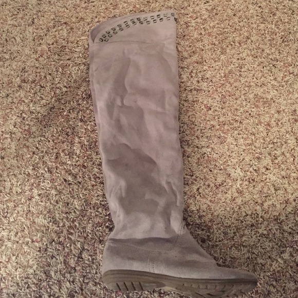 Beige over the knee boots