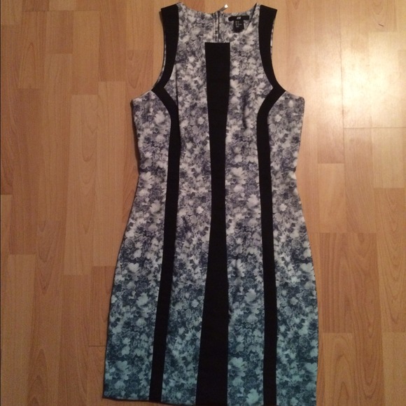 White and teal ombré dress
