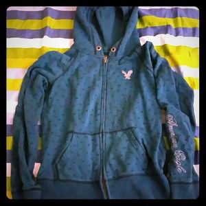 Teal american eagle zip hoodie