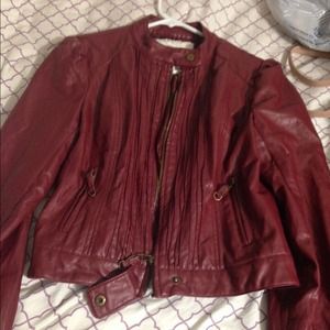 Red Faux Leather Jacket