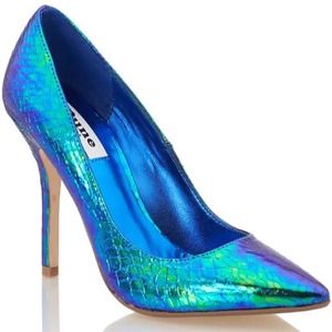 Blue green metallic stilettos