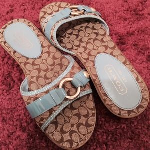 Coach sandals. Look new. Baby blue. Make offer!