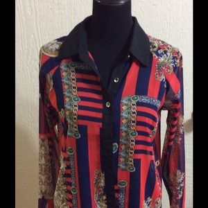 Chiffon Versace Inspired Collared Shirt