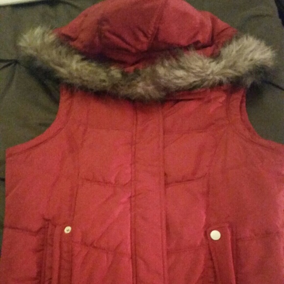 Faux fur edged hooded vest