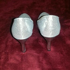 Sequined silver heels