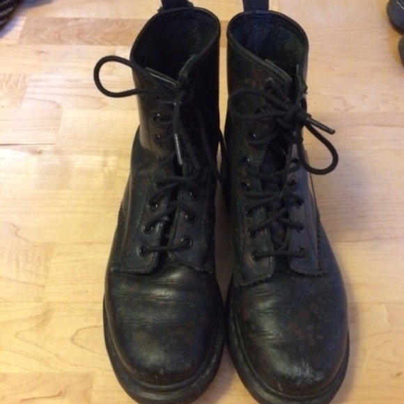 Black and white floral doc martens