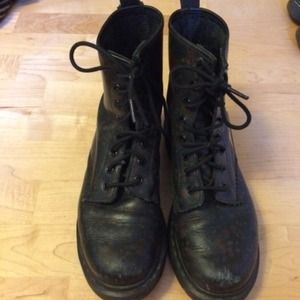 Black and white floral doc martens