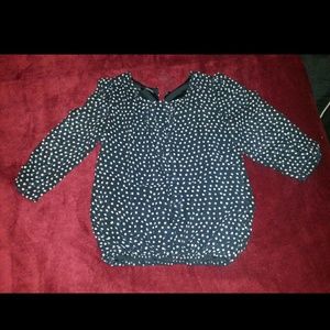 Black 3/4 sleeve polk a dotted shirt with lining