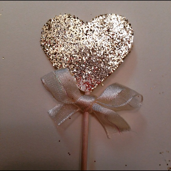 Glitter heart cupcake toppers. Brand new