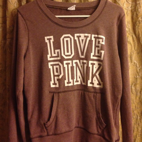 Brown love pink crew