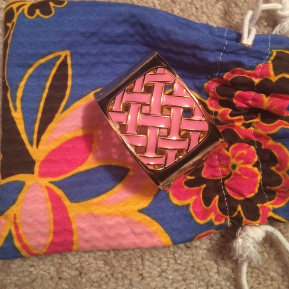 Lilly Pulitzer gold & pink cuff style bracelet