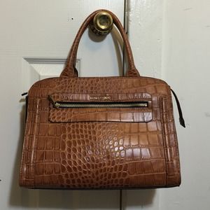 London Fog brown animal leather dressy travel tote