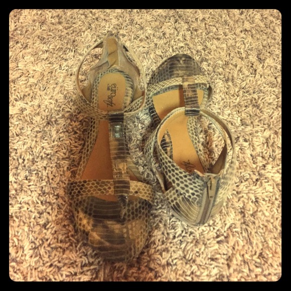 Grey snakeskin gladiator sandals