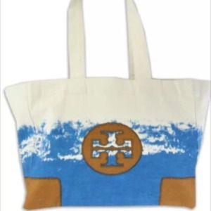Limited Edition Tory Burch Tote Canvas Bag Beach