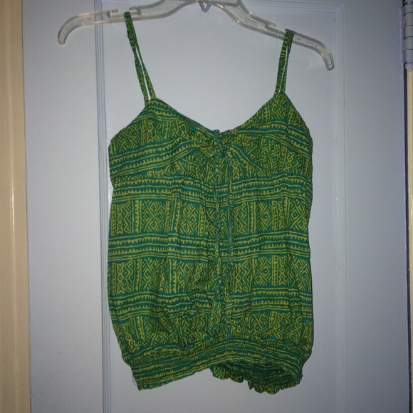 Green and yellow tribal tank