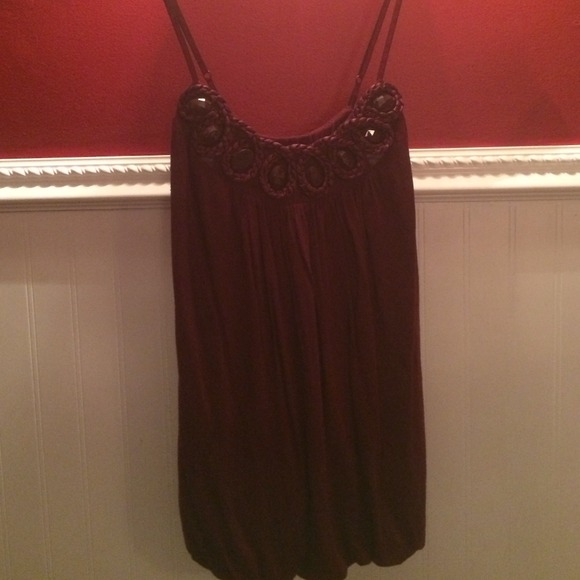 Maroon jeweled tank top