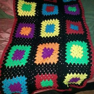 Hand crocheted colorful kids blanket