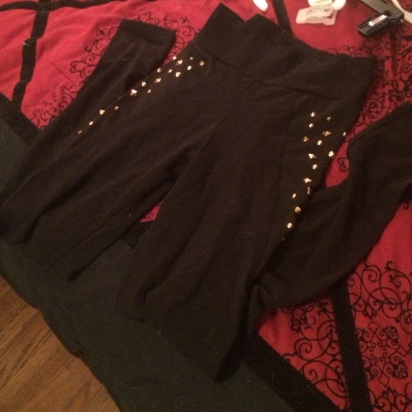 Gold studded leggings