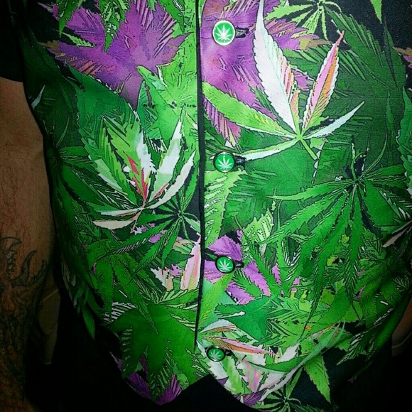 Handmade mens Marijuana formal vest
