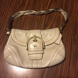 Tan small coach shoulder bag