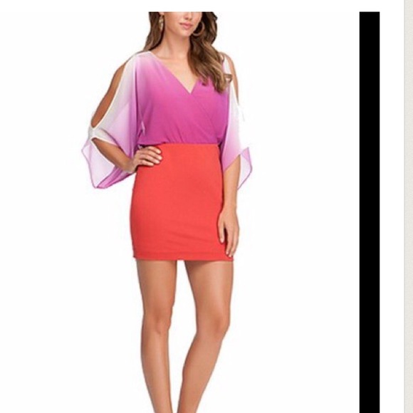 bebe Dresses & Skirts - Bebe Chiffon top ombre dress