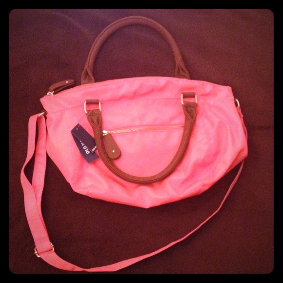 Coral nylon purse