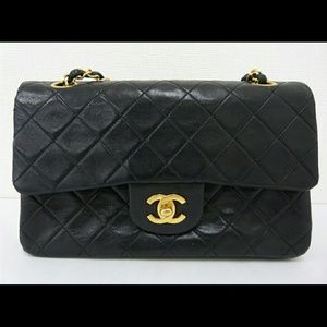 100% Authentic Chanel Black Lambskin Double flaps
