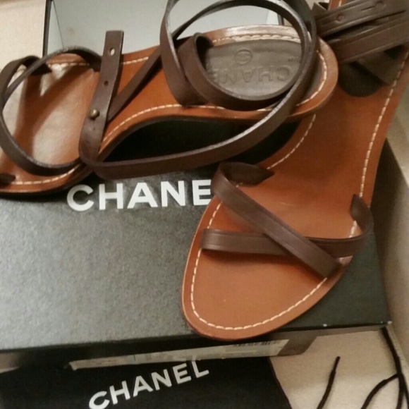 Coco Chanel  Shoes - SIZE 9.5/10 CHANEL Dark Brown Ankle Strap  Sandals