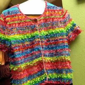Multi color fringe top