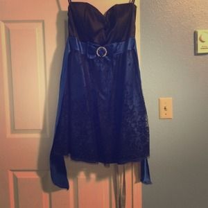 A blue & black prom/winter formal dress