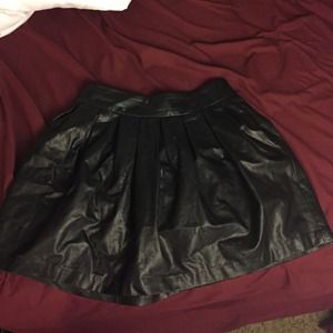 black faux leather skirt