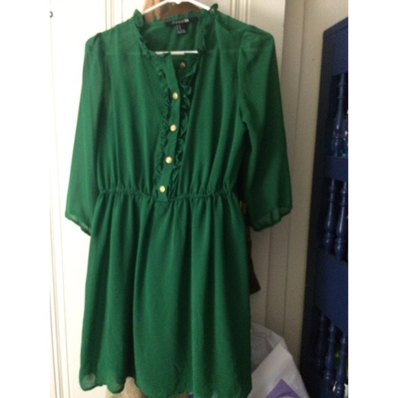 Emerald green dress.