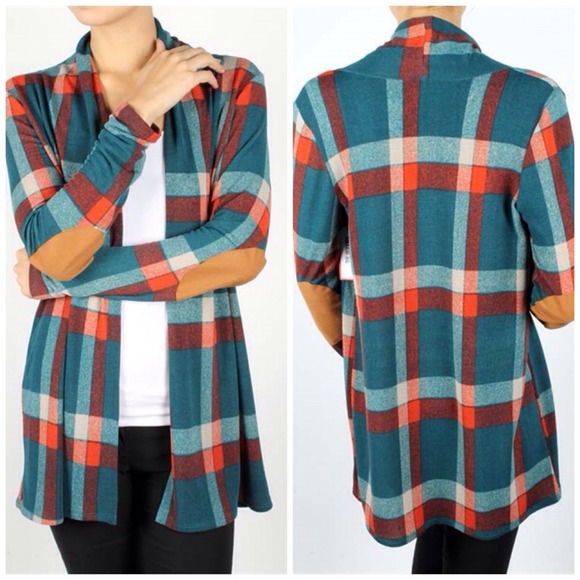 🚫 SOLD OUT 🚫Plaid elbow patch cardigan - Picture 2 of 2