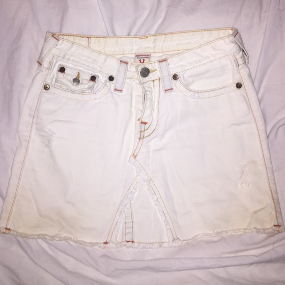 True Religion Lola White Denim Skirt Size 28
