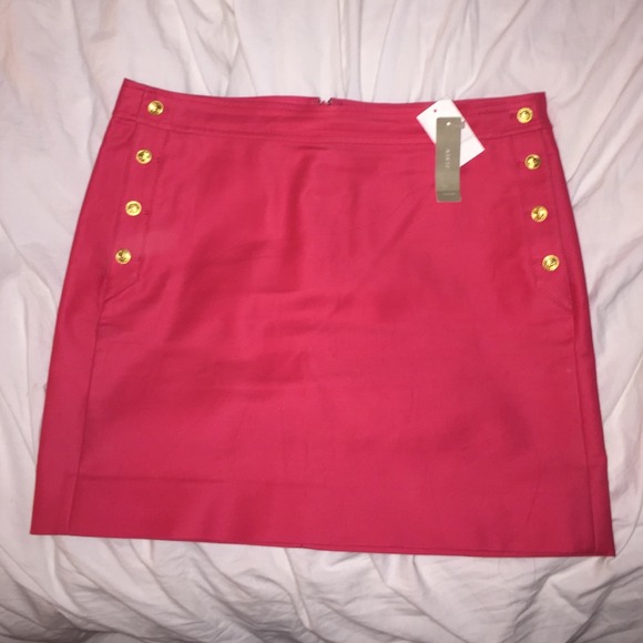 NWT J Crew Coral Skirt with Gold Buttons Size 10
