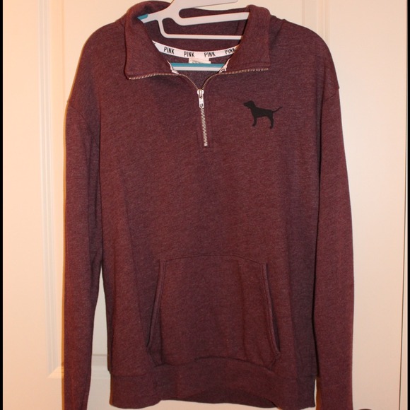 Victoria's Secret Pink Burgundy Half Zip