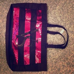 L Victoria's Secret Black Friday PINK Tote Sequins