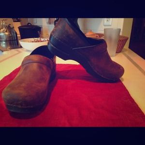 Dansko brown leather clogs
