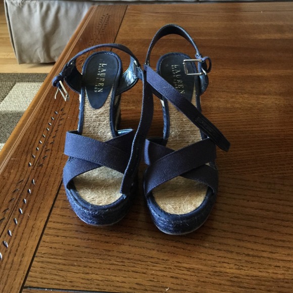 Ralph Lauren navy striped espadrilles