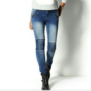 Denim moto mid rise jeggings