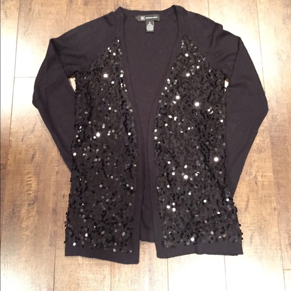 INC Sequin Black Cardigan