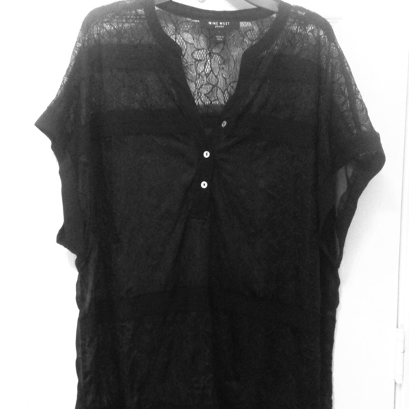 Nine West Black Lace Oversized Top