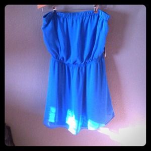 Blue strapless Express dress