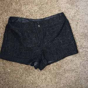 Forever 21 black tweed and black sparkle shorts.