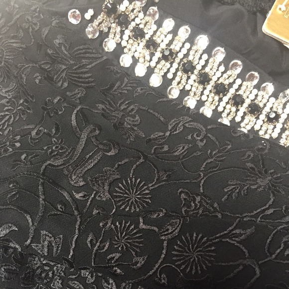 Top Silk Chiffon Hand made black. Rhinestone work - Picture 3 of 3