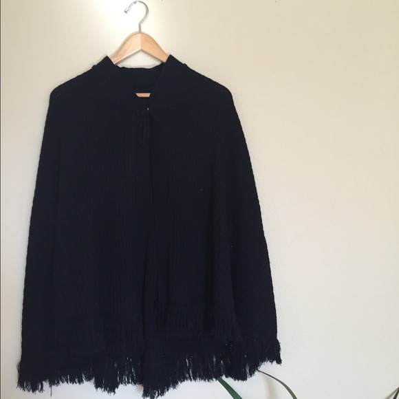Vintage fringe black cape