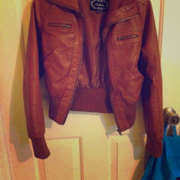 Brown leather jacket