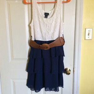 White and navy dress